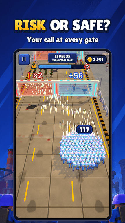 Screenshot: choosing between a risky and a safe gate